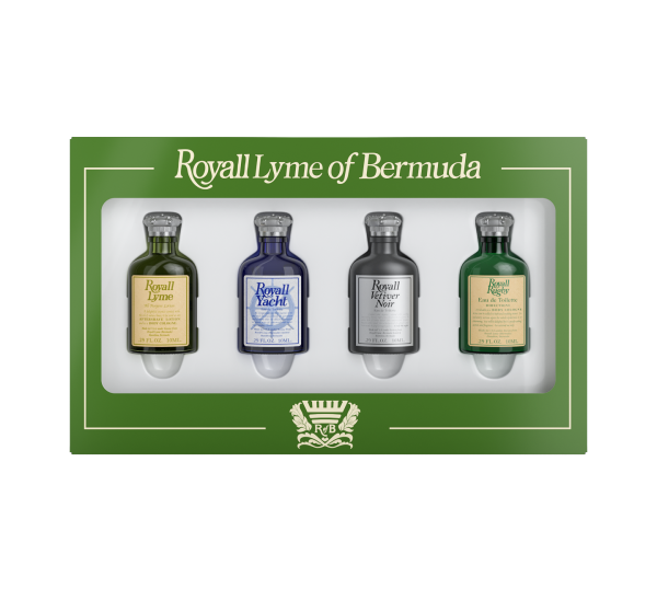 Mini Collection - Modern by Royal Lyme of Bermuda. Four 10ml bottles: Royall Lyme, Royall Muske, Royall Spyce, and Royall BayRhum 57.