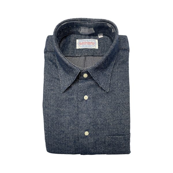 Button Under Collar Shirt – Navy Herringbone by Cable Car Clothiers.