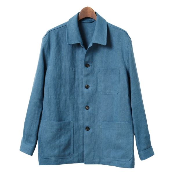 French Linen Canvas Work Jacket - Blue by Kamakura Shirts.