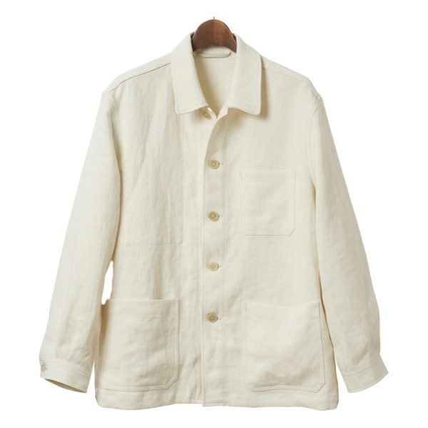 French Linen Canvas Work Jacket – White by Kamakura Shirts.