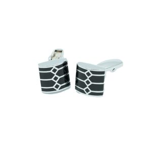 Black/Silver Diamond Center - Cufflinks from Cable Car Clothiers.