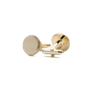 Engraveable Beaded Edge Cufflinks - Gold from Cable Car Clothiers