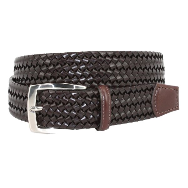 Woven Leather Stretch Belt – Brown by Torino Leather.