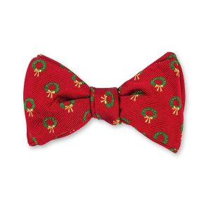 Woven Christmas Wreaths Bow Tie