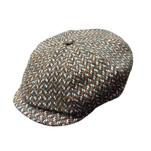 Alpaca Kyoto Newsboy Cap - Brown/Green Tweed by Alfonso D'Este.