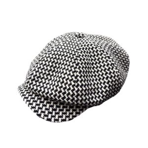 Sinisia Newsboy Cap - Black Dogtooth by Alfonso D'Este.