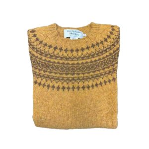 Shetland Crewneck Sweater- Nordic Yoke Fairisle by Harley of Scotland.