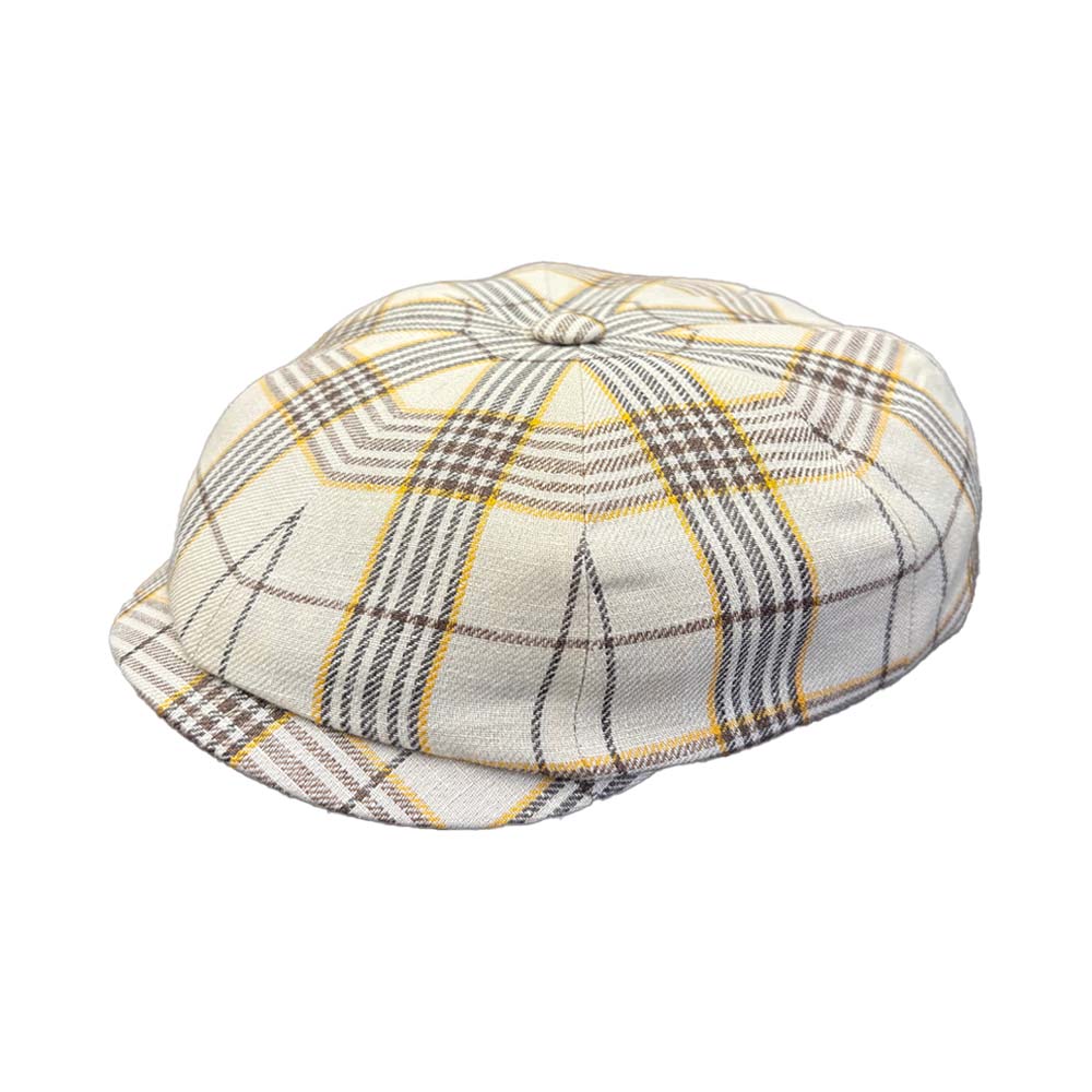 Kyoto Newsboy Cap - White Plaid by Alfonso D'Este.