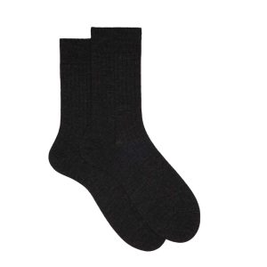 Merino Wool Classic Ribbed Socks by Doré Doré. (charcoal)