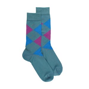 Cotton Argyle Socks by Doré Doré. (teal)