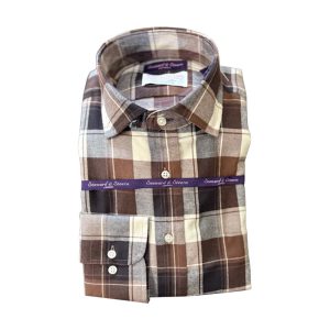 Spread Collar Sport Shirt by Seaward & Stearn. (Brown Plaid)