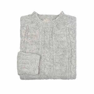 Eco Wool Cable Crewneck Sweater by Harley of Scotland. (Portland)