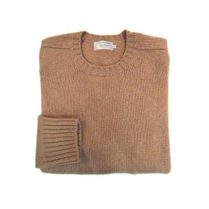 True Voe Shetland Crewneck Sweater by Harley of Scotland (fawn)
