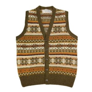 Fairisle Waistcoat by Harley of Scotland. (dark olive)