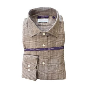 Spread Collar Sport Shirt - Tan Glen Check